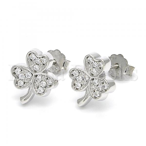 Sterling Silver 02.336.0046 Stud Earring, with White Micro Pave, Polished Finish, Rhodium Tone