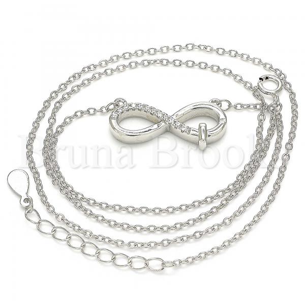 Sterling Silver 04.336.0175.16 Fancy Necklace, Infinite Design, with White Crystal, Polished Finish, Rhodium Tone