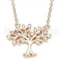 Sterling Silver Fancy Necklace, Tree Design, with Crystal, Rhodium Tone