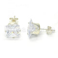 Bruna Brooks Sterling Silver 02.63.2613 Stud Earring, with White Cubic Zirconia, Polished Finish,