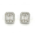 Sterling Silver 02.175.0108 Stud Earring, with White Cubic Zirconia, Polished Finish, Rhodium Tone