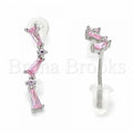 Sterling Silver 02.367.0013 Stud Earring, with Pink Cubic Zirconia, Polished Finish, Rhodium Tone