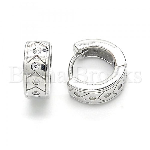 Bruna Brooks Sterling Silver 02.332.0032.12 Huggie Hoop, with White Cubic Zirconia, Polished Finish, Rhodium Tone