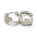 Sterling Silver 02.175.0086.15 Huggie Hoop, Butterfly Design, with White Crystal, Polished Finish, Rhodium Tone