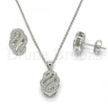 Sterling Silver 10.174.0232 Earring and Pendant Adult Set, with White Micro Pave, Polished Finish, Rhodium Tone