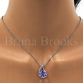 Rhodium Plated Fancy Necklace, with Swarovski Crystals, Rhodium Tone