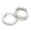 Sterling Silver 02.186.0041.15 Huggie Hoop, with White Cubic Zirconia, Polished Finish, Rhodium Tone
