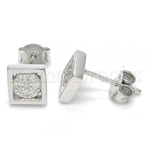 Bruna Brooks Sterling Silver 02.336.0054 Stud Earring, with White Micro Pave, Polished Finish, Rhodium Tone