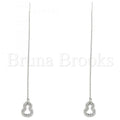 Bruna Brooks Sterling Silver 02.366.0010 Threader Earring, with White Micro Pave, Polished Finish, Rhodium Tone