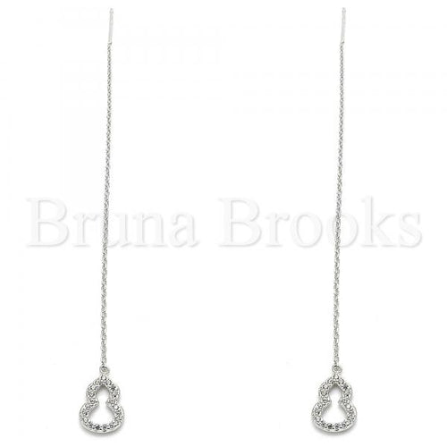 Bruna Brooks Sterling Silver 02.366.0010 Threader Earring, with White Micro Pave, Polished Finish, Rhodium Tone