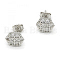 Sterling Silver 02.285.0022 Stud Earring, with White Cubic Zirconia, Polished Finish, Rhodium Tone