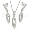 Sterling Silver 10.337.0004 Earring and Pendant Adult Set, with White Micro Pave, Polished Finish, Rhodium Tone