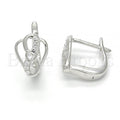 Bruna Brooks Sterling Silver 02.175.0190.12 Huggie Hoop, with White Cubic Zirconia, Polished Finish, Rhodium Tone