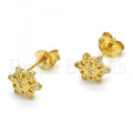 Sterling Silver 02.285.0048 Stud Earring, Flower Design, with White Cubic Zirconia, Polished Finish, Golden Tone