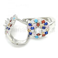 Sterling Silver 02.186.0184.12 Huggie Hoop, with Multicolor Cubic Zirconia, Polished Finish, Rhodium Tone
