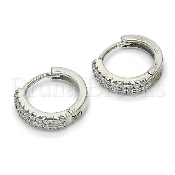 Sterling Silver 02.175.0181.15 Huggie Hoop, with White Crystal, Polished Finish, Rhodium Tone