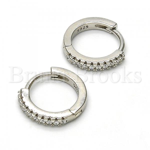 Sterling Silver 02.175.0070.15 Huggie Hoop, with White Crystal, Polished Finish, Rhodium Tone