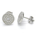Sterling Silver Stud Earring, with Cubic Zirconia, Golden Tone