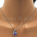 Rhodium Plated Fancy Necklace, with Swarovski Crystals, Rhodium Tone