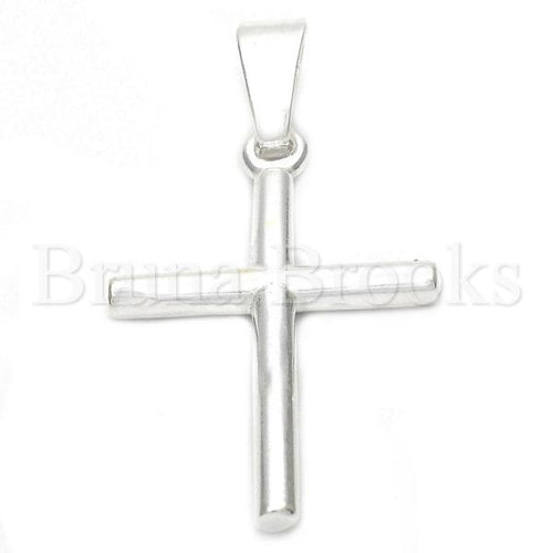 Bruna Brooks Sterling Silver 05.16.0197 Religious Pendant, Cross Design, Polished Finish, Silver Tone