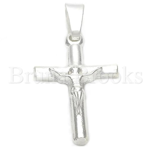 Bruna Brooks Sterling Silver 05.16.0199 Religious Pendant, Crucifix Design, Polished Finish, Silver Tone