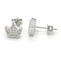 Bruna Brooks Sterling Silver 02.336.0019 Stud Earring, Crown Design, with White Crystal, Polished Finish, Rhodium Tone