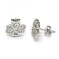 Bruna Brooks Sterling Silver 02.175.0105 Stud Earring, with White Micro Pave, Polished Finish, Rhodium Tone