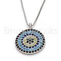 Bruna Brooks Sterling Silver 04.336.0074.16 Fancy Necklace, with Multicolor Micro Pave, Polished Finish, Rhodium Tone