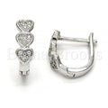 Bruna Brooks Sterling Silver 02.175.0045.10 Huggie Hoop, Heart Design, with White Micro Pave, Polished Finish, Rhodium Tone