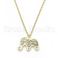 Sterling Silver Fancy Necklace, Elephant Design, Rhodium Tone