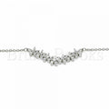 Sterling Silver 04.336.0128.16 Fancy Necklace, Flower Design, with White Cubic Zirconia, Polished Finish, Rhodium Tone
