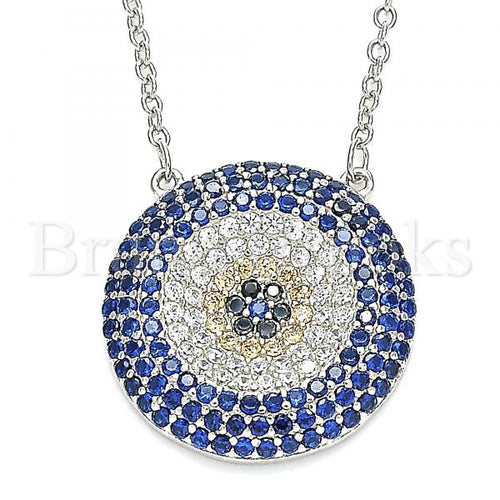Bruna Brooks Sterling Silver 04.336.0226.16 Fancy Necklace, with Multicolor Micro Pave, Polished Finish, Rhodium Tone