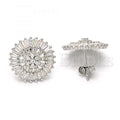 Sterling Silver 02.175.0124 Stud Earring, with White Cubic Zirconia, Polished Finish, Rhodium Tone