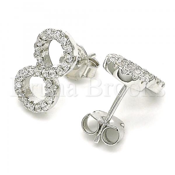 Sterling Silver 02.286.0031 Stud Earring, Infinite Design, with White Crystal, Polished Finish, Rhodium Tone