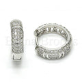 Bruna Brooks Sterling Silver 02.174.0064.20 Huggie Hoop, with White Micro Pave, Polished Finish, Rhodium Tone