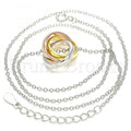Sterling Silver 04.336.0143.16 Fancy Necklace, Polished Finish, Tri Tone