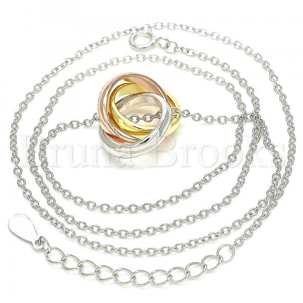 Sterling Silver 04.336.0143.16 Fancy Necklace, Polished Finish, Tri Tone