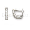 Bruna Brooks Sterling Silver 02.290.0001.10 Huggie Hoop, with White Cubic Zirconia, Polished Finish, Rhodium Tone