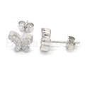 Bruna Brooks Sterling Silver 02.336.0004 Stud Earring, Butterfly Design, with White Crystal, Polished Finish, Rhodium Tone