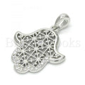 Sterling Silver 05.336.0019 Fancy Pendant, Hand of God Design, with White Cubic Zirconia, Polished Finish, Rhodium Tone
