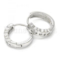 Sterling Silver 02.332.0009.15 Huggie Hoop, with White Cubic Zirconia, Polished Finish, Rhodium Tone
