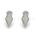 Sterling Silver 02.285.0080 Stud Earring, with White Cubic Zirconia, Polished Finish, Rhodium Tone