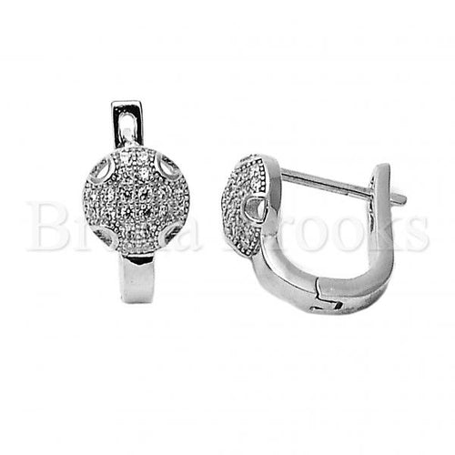 Bruna Brooks Sterling Silver 02.186.0009 Huggie Hoop, Ball Design, with White Micro Pave, Rhodium Tone