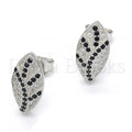 Sterling Silver 02.186.0076 Stud Earring, with Black and White Micro Pave, Polished Finish, Rhodium Tone