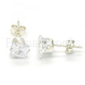 Bruna Brooks Sterling Silver 02.63.2611 Stud Earring, with White Cubic Zirconia, Polished Finish,