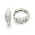 Bruna Brooks Sterling Silver 02.175.0141.15 Huggie Hoop, with White Micro Pave, Polished Finish, Rhodium Tone