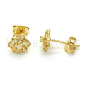 Bruna Brooks Sterling Silver 02.285.0056 Stud Earring, Flower Design, with White Cubic Zirconia, Polished Finish, Golden Tone