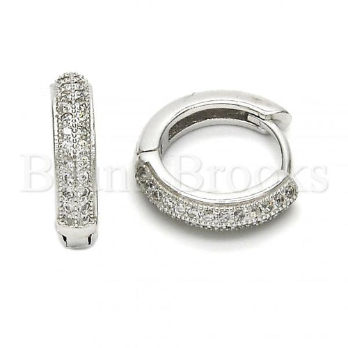 Bruna Brooks Sterling Silver 02.175.0069.15 Huggie Hoop, with White Micro Pave, Polished Finish, Rhodium Tone