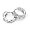 Sterling Silver 02.332.0014.12 Huggie Hoop, with White Cubic Zirconia, Polished Finish, Rhodium Tone