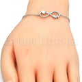Sterling Silver 03.336.0014.07 Fancy Bracelet, Infinite and Heart Design, with White Crystal, Polished Finish, Rhodium Tone